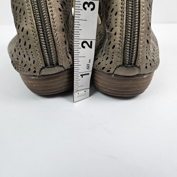 Corkys Franky Perforated Faux Leather Low Wedge Heel Sandal Metallic Gold 9 - Picture 7 of 10